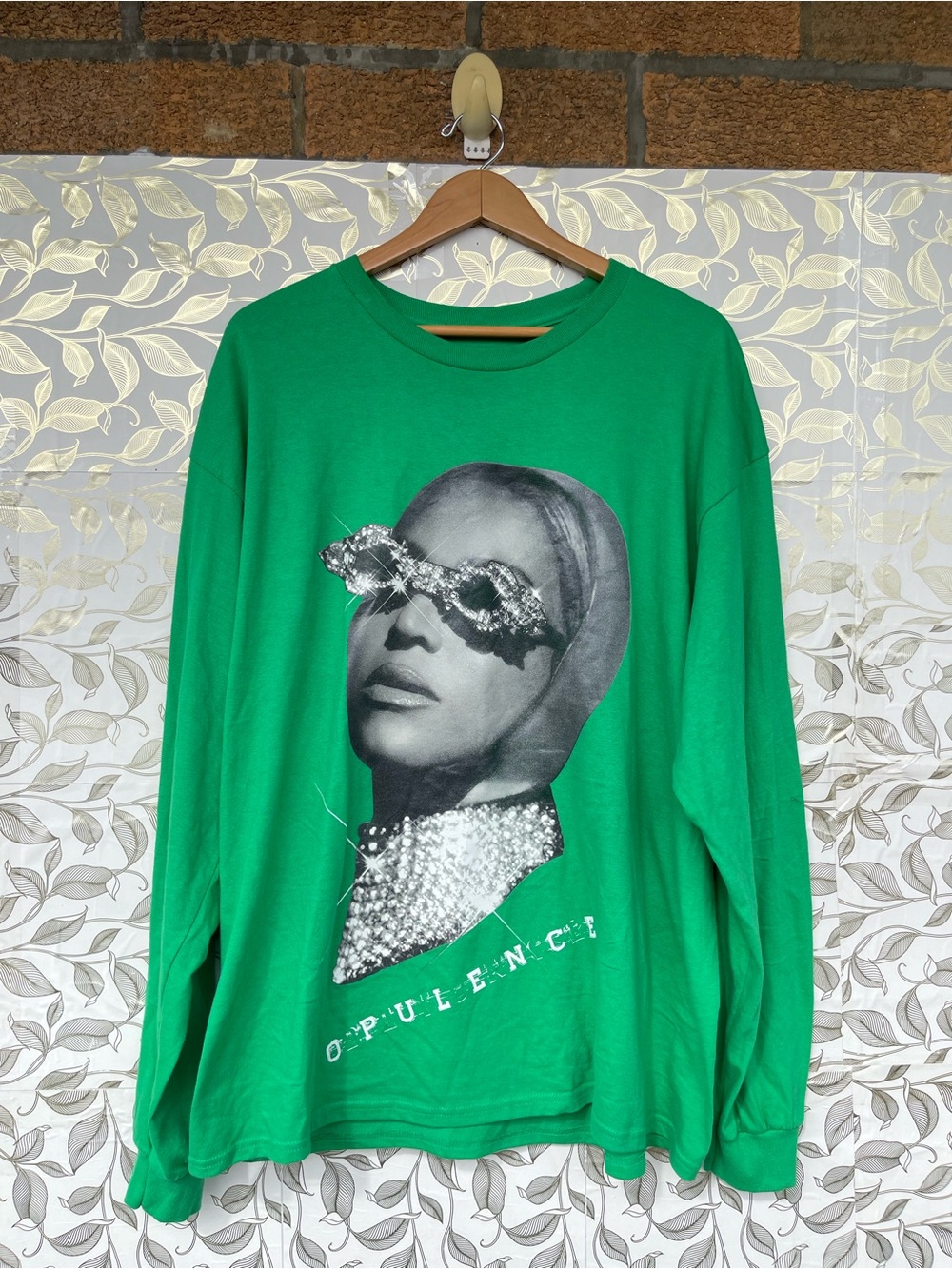 Beyonce Renaissance Tour Opulence Graphic Long Sleeve Tee Green Cotton XL